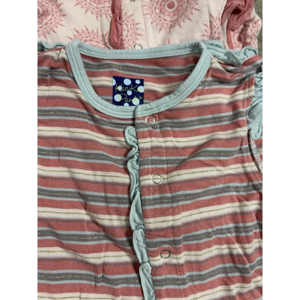 Kickee Pants Lot Footie Pajamas‎ PJs Baby Girls Size 6-12 M